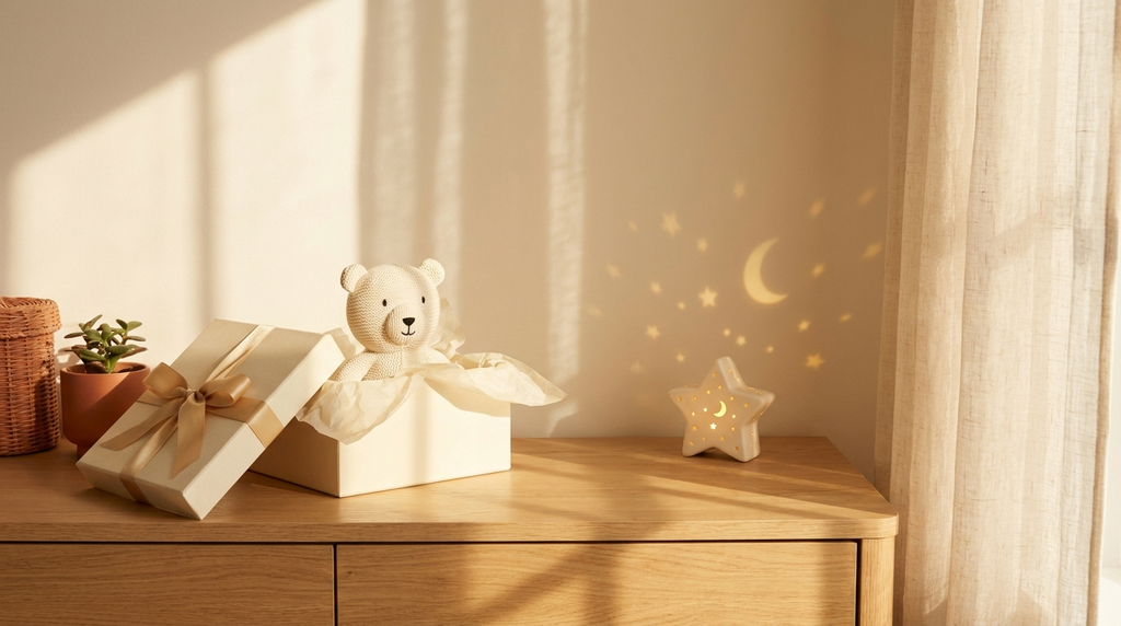 Coffret cadeau Noor Bébé — visuel d'ambiance (photos du produit réel à venir)